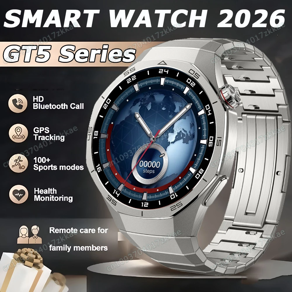 

Смарт-часы, мужские часы, 5, максимальный пульс, кровяное давление/кислород, Bluetooth-вызов, GPS, водонепроницаемые спортивные умные часы, 2026 подарков