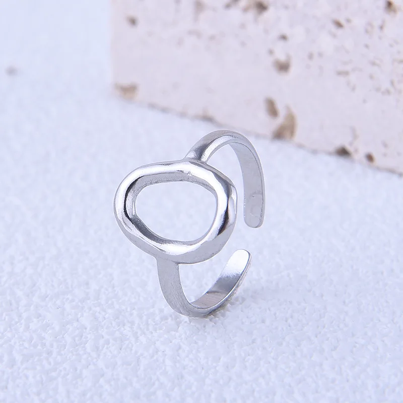 Fashion Minimalist Hollow Oval Rings for Women Stainless Steel Gold Color Geometric Open Finger Ring Party Jewelry Gift New In