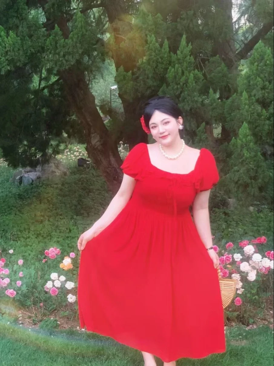 

Red Rose Slimming Fit plus Size Dr New Design 2024 ort Sve V Ne Regular Length Polyester Fiber Printed Original Design