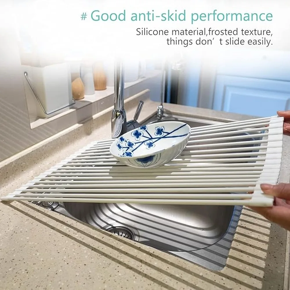 Over Sink Dish Drying Rack Offers Multipurpose Kitchen Space Saving Roll Up Dish Drying Rack