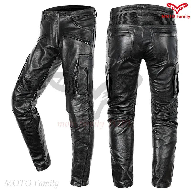 New topgrain cowhide genuine leather pants men's windproof motorcycle protective gear long pants motorcycle pants men 5XL