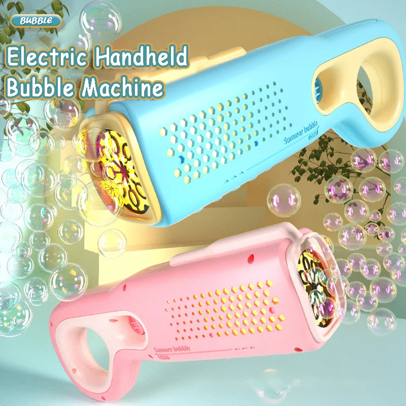 Pistola de burbujas de jabón LED, juguete eléctrico sin caída, máquinas automáticas de burbujas espaciales con burbujas líquidas, juguete de interacción al aire libre de verano para niños