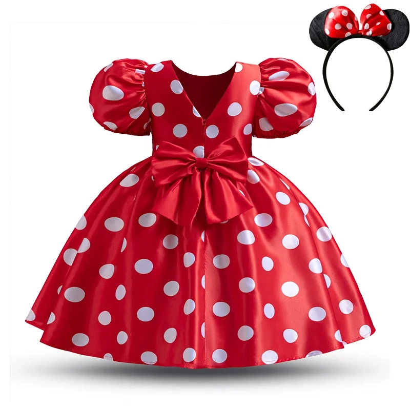 Dress Kids Girls 3-8Y Children Polka Dot Dress for Girl Stylish Girls Vacation Holiday Clothes Kid Red Christmas Party Clothings