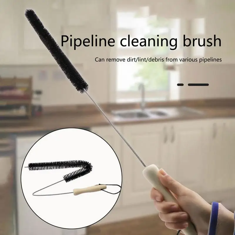 Multipurpose Flexible Long Cleaning Brush With Wooden Handle For Dryer Machine Washing Machine Radiator Pipeline Cleaner Tool