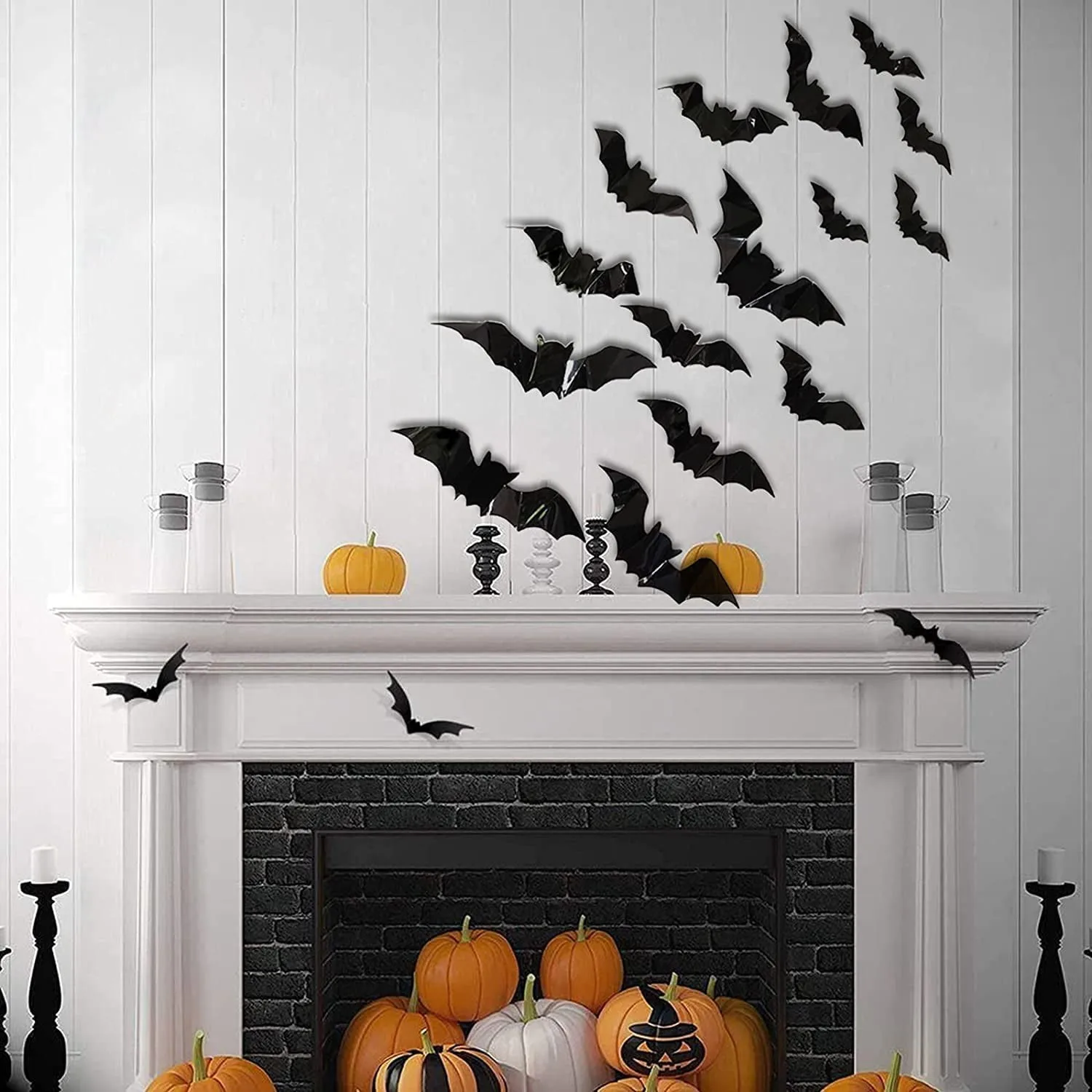 160 Uds. Adhesivo decorativo tridimensional para ventana de pared de colonia de murciélagos aterradores de Halloween, decoración de ventana de pared para el hogar de Halloween, regalo