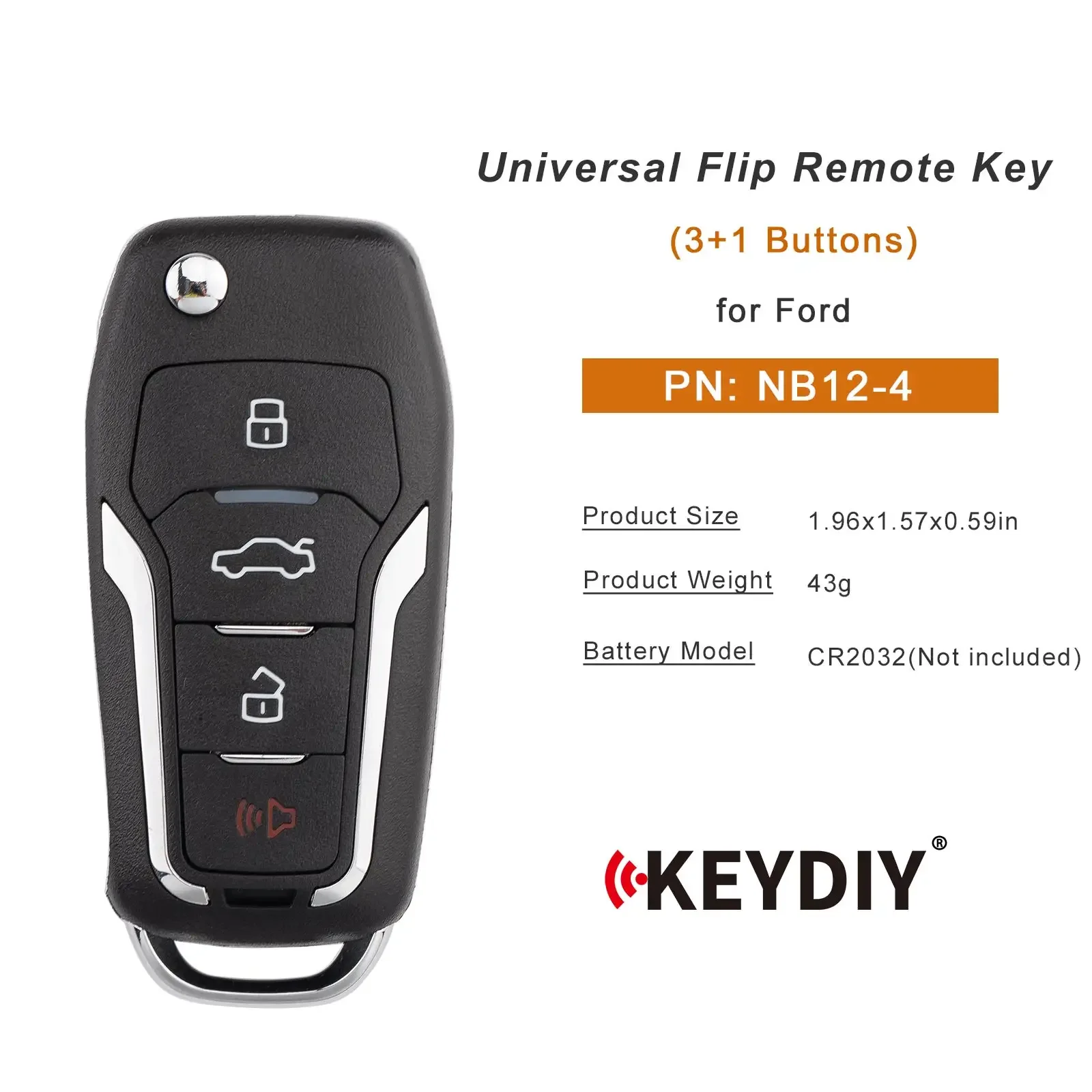 KEYDIY KD NB12-4 مفتاح تحكم عن بعد عالمي 3 + 1 أزرار لنوع فورد
