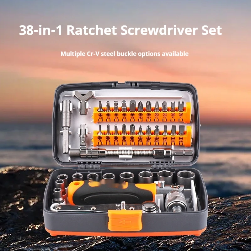 For Motorcycle Ratchet Screwdriver Set Multi-Function Combo Tool Kit Phillips Flat Hex Bits Accesorios Moto Accessori Moto