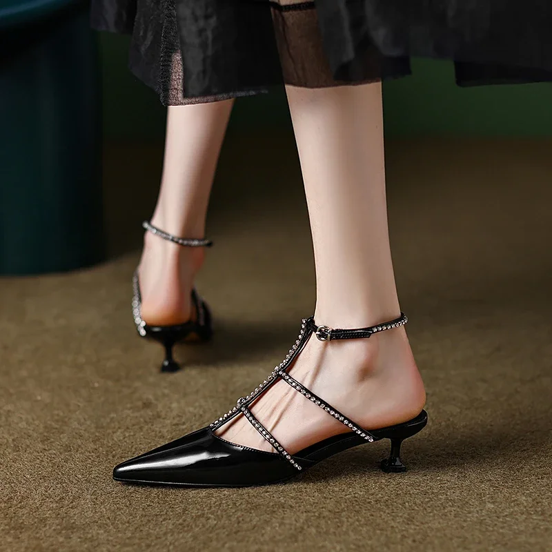 2023 Ladies Shoes Modern Buckle Strap Women's Sandal Fashion Party Thin Heels Women Pointed Toe Stiletto Shoe Female Heel Sandal