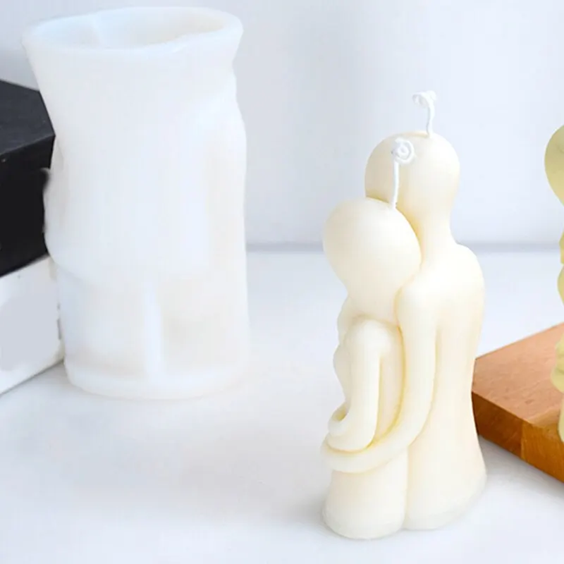 DIY uścisk para portret świeca silikonowa forma forma do pieczenia ciasta ozdoby do domu do aromaterapii — zdjęcie 4