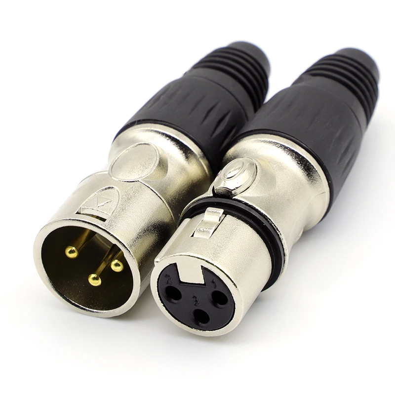 

1Pcs XLR 3Pin Male/Female Microphone Audio Cable Plug Connector Cannon MIC Cable Terminal Silver Microphone Plug High-quality