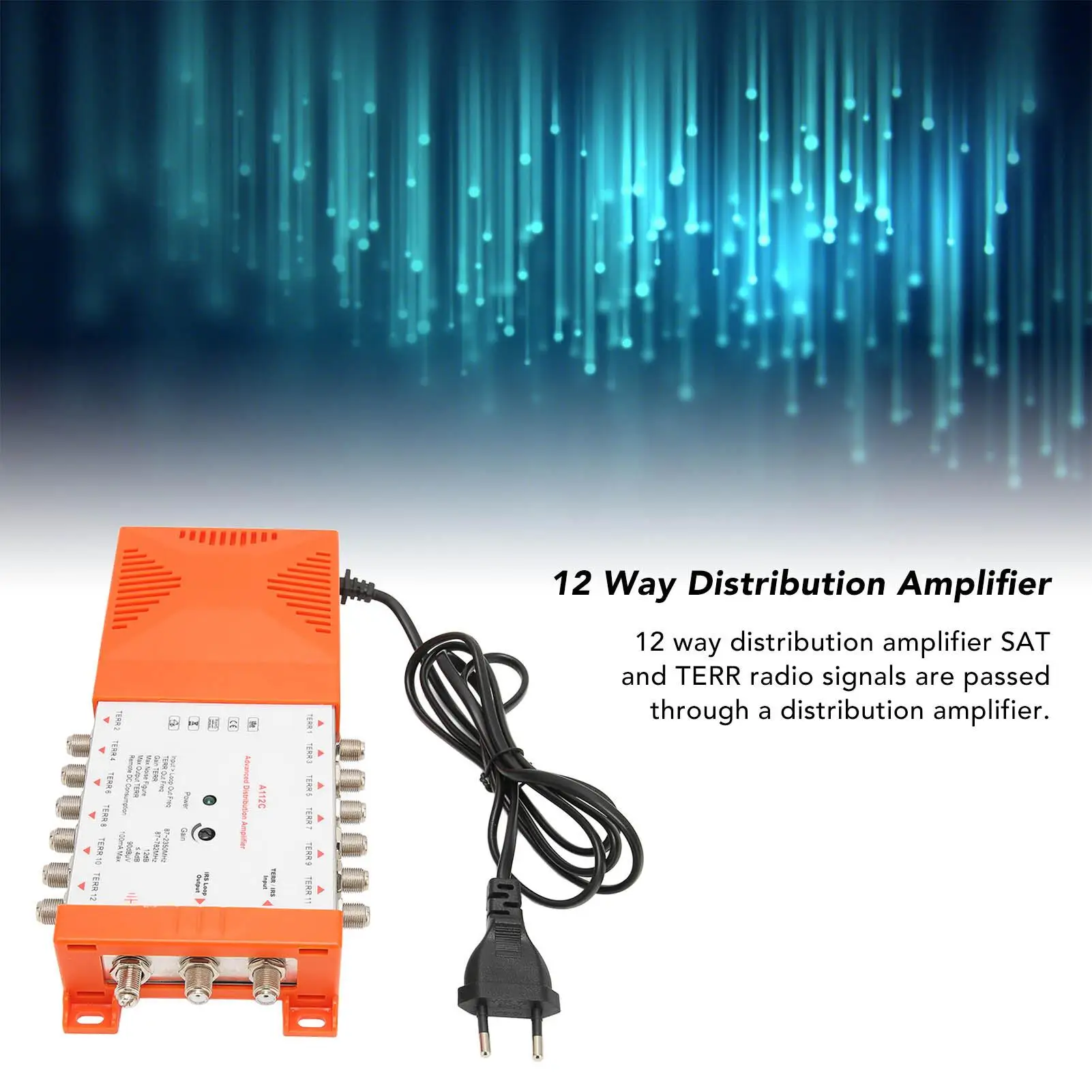 Amplificador de distribuição em cascata de 12 canais e filtro LTE Divisor de 12 vias Plugue UE 230V - Alta qualidade