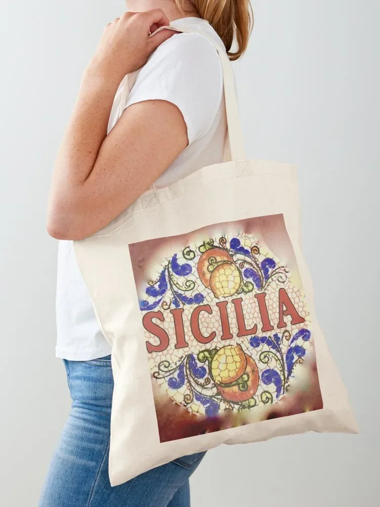 Classic Sicilia Ceramic Pattern Tote Bag Canvas shoulder bag woman shopping bag