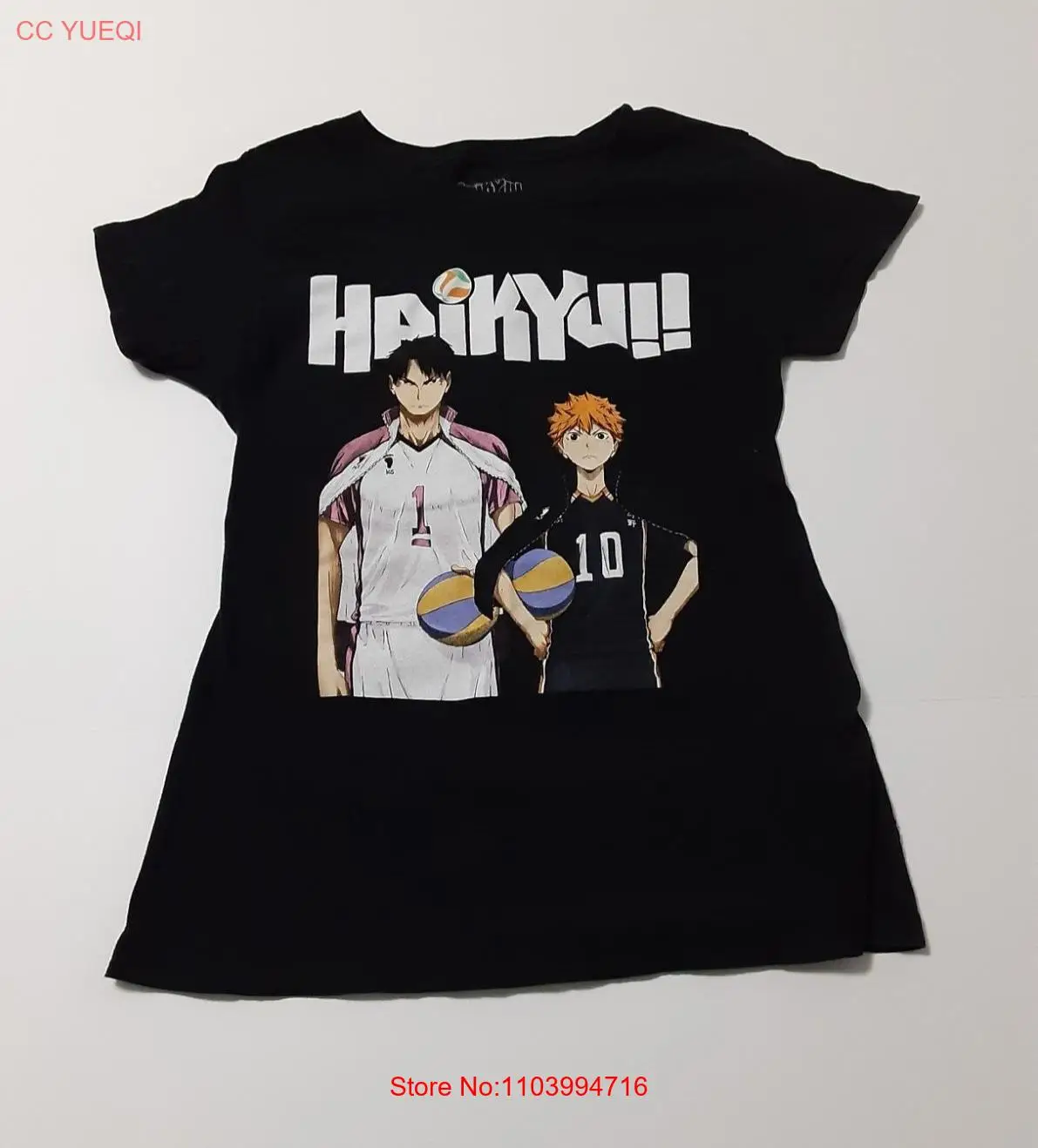 Haikyu! Hinata & Ushijima женская черная футболка с коротким рукавом среднего размера