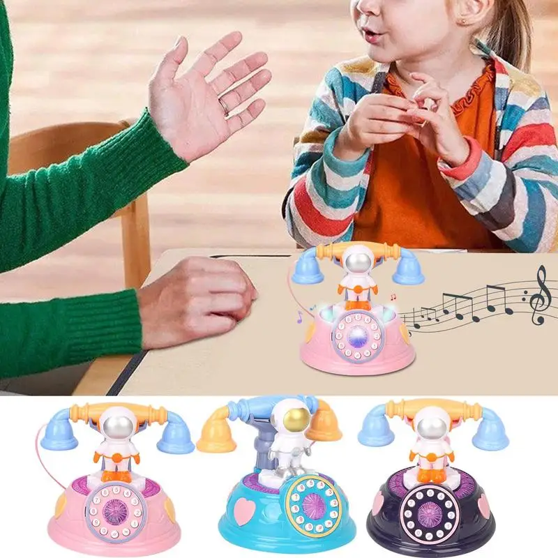 Kids Landline Phone Toy Astronaut Kids Retro Corded Landline Telephone Toy Early Education Toys Gift For Kids Room Home Decor