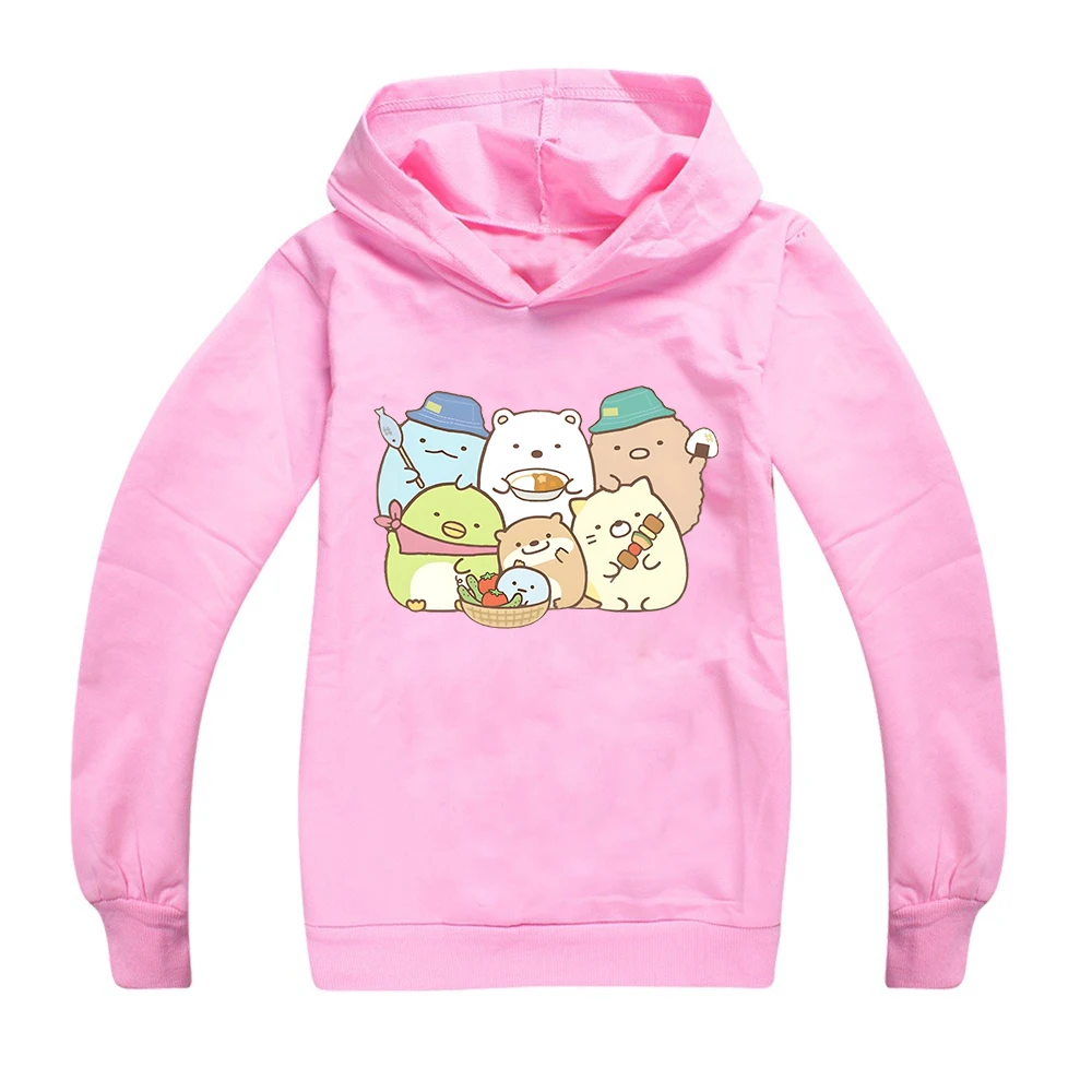 Anime Sumikko Print Hoodies Kids Kawaii Streetwears Children Comic Manga Sumikkogurashi Tops Autumn 100% Cotton Boys Girls 2-15Y