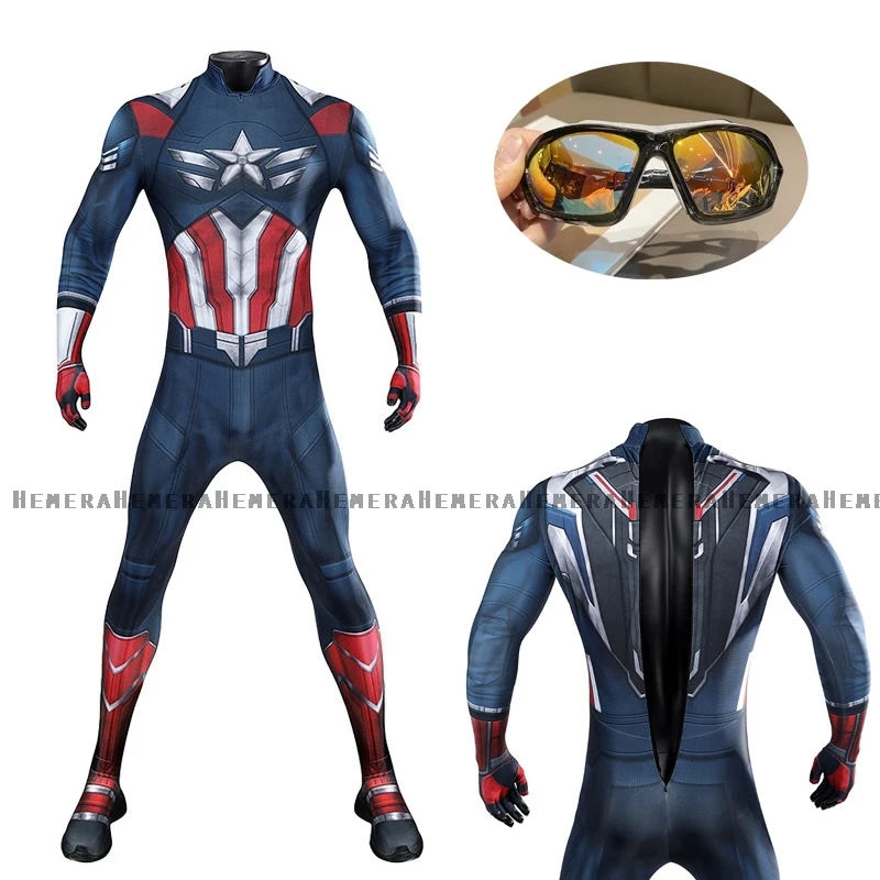 Superhero Captain 4 Cosplay Sam Costume Falcon Wilson Movie New World Captain 2025 US Costume Suit Men Christmas Party Bodysuit