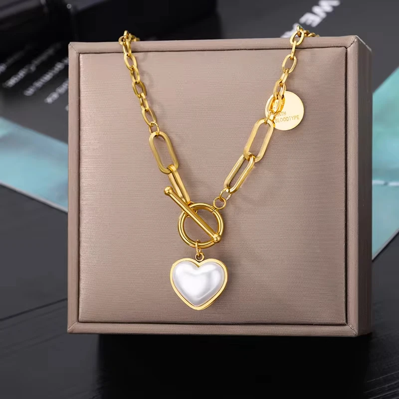 Collar de corazón multicapa de acero inoxidable 316L para mujer y niña, Gargantilla gótica de Color dorado, cadena de clavícula, joyería de encanto,