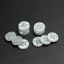 100 Pcs Resin Pearlescent Shirt Button White Edge Wide Edge Versatile Four Eye Button Clothing Apparel Crafts