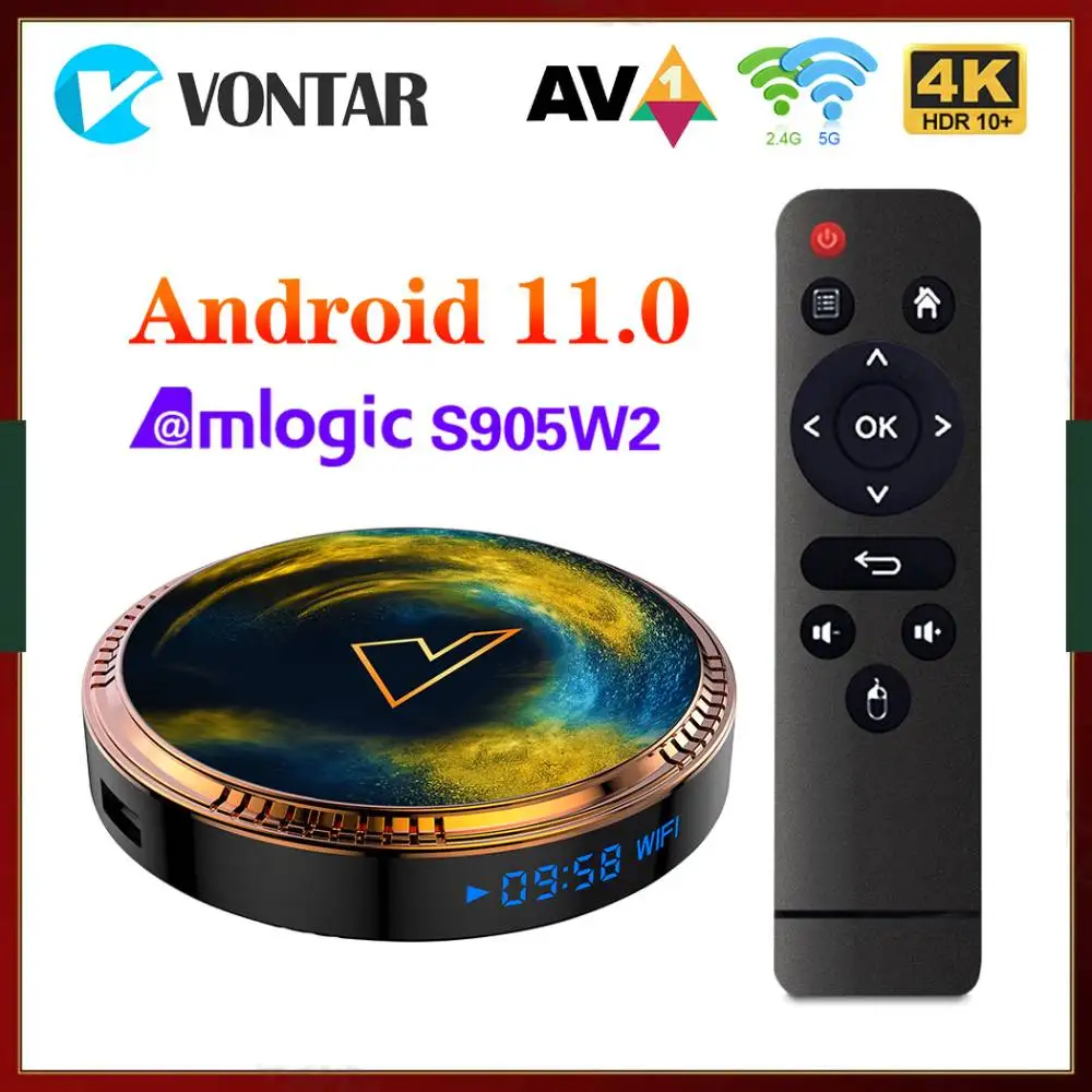 

VONTAR X2 Amlogic S905W2 Media Player Android 11.0 Smart TV Box Android 11 4G 64G Set Top BOX 4K 60fps AV1 2.4&5G Wifi BT 2G16G