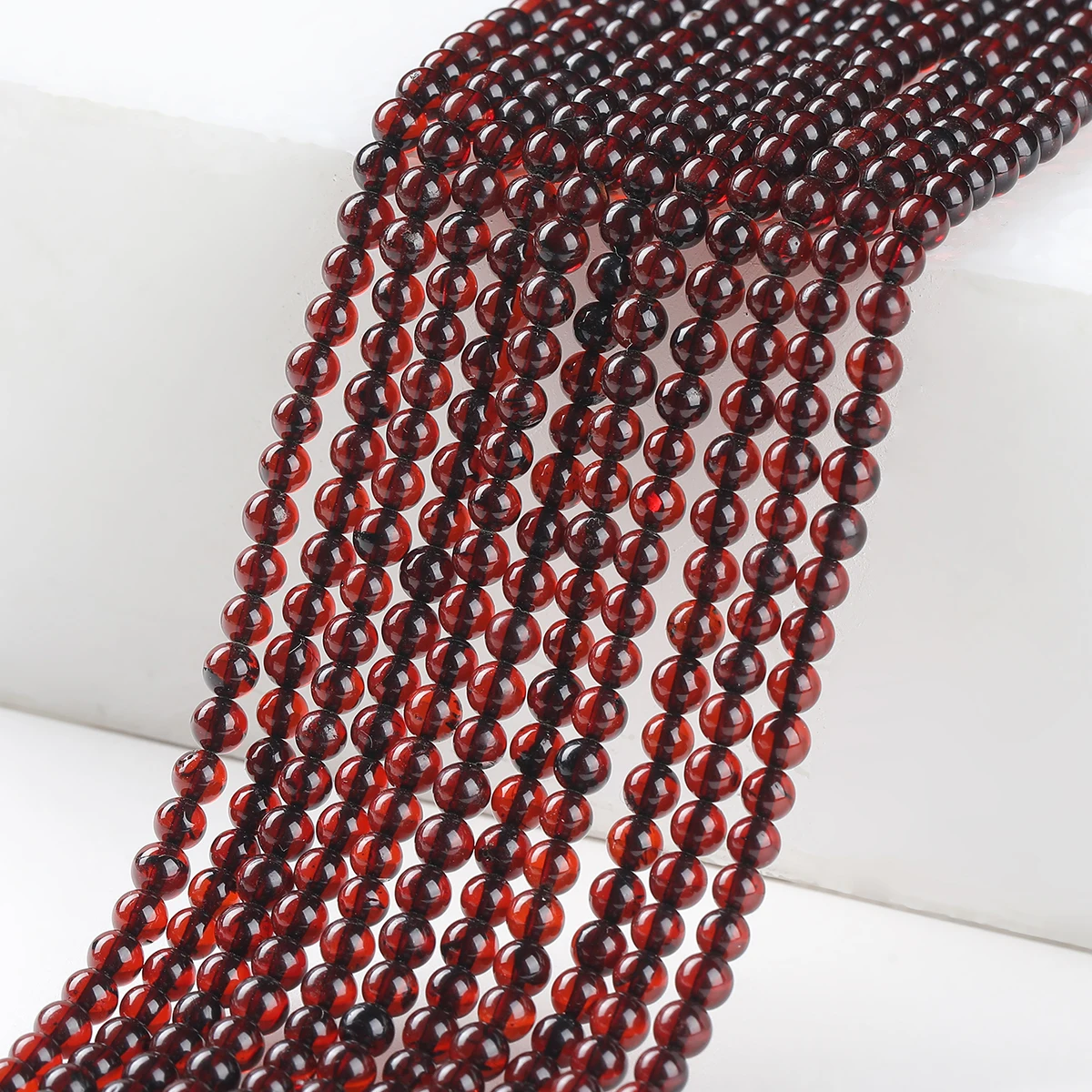 JD Natural Red Garnet Loose Beads Polished Translucent Fossil Resin Beads for DIY Bracelet Necklace Jewelry Making