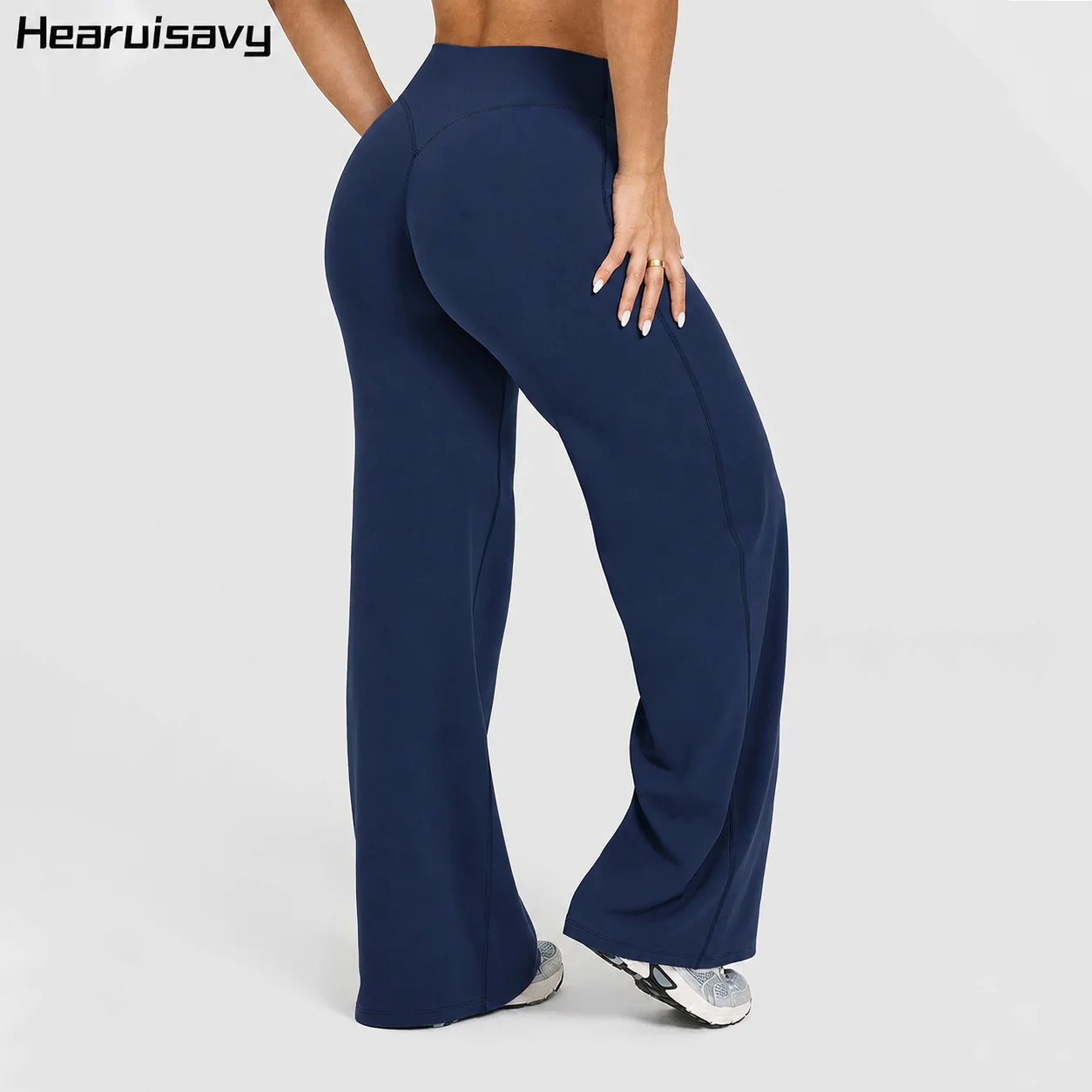 Hearuisavy Damen Yoga-Hose mit Hoher Taille, Weitem Bein und Stretch-Effekt, Bequeme Fitness-Gym-Lounge-Schlaghose, Sport-Leggings
