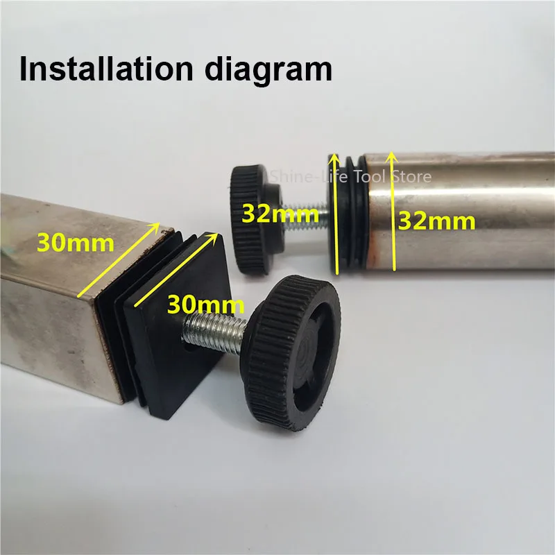 M8/M10 Square/Round Adjustable Height Screw Foot Levelling Pad Nut Plastic Furniture Leg End Caps 20~50mm 20x20mm~50x50mm