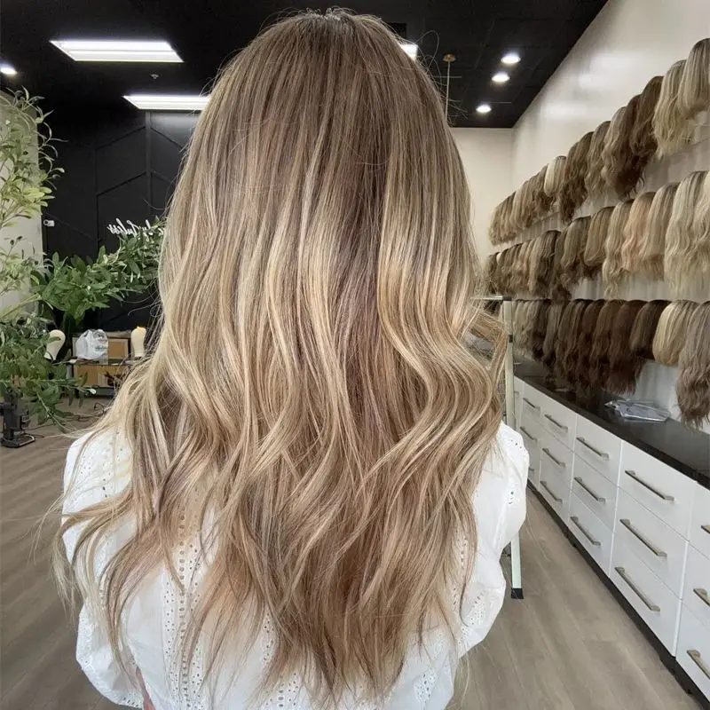 باروكة نسائية 26 بوصة أومبير براون شقراء Balayage الفاخرة الاصطناعية الدانتيل شعر مستعار أمامي 13x4 جزء مجاني HD غير مرئية الدانتيل شعر مستعار أمامي