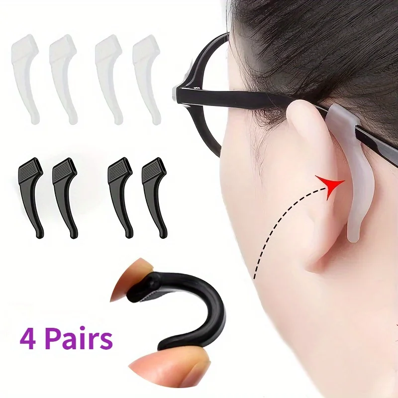 4 Pairs of Glasses Holder Ear, Glasses Arms, Glasses Non-Slip Stopper, Non-Slip Glasses Arms, Glasses Holder, Sportsz