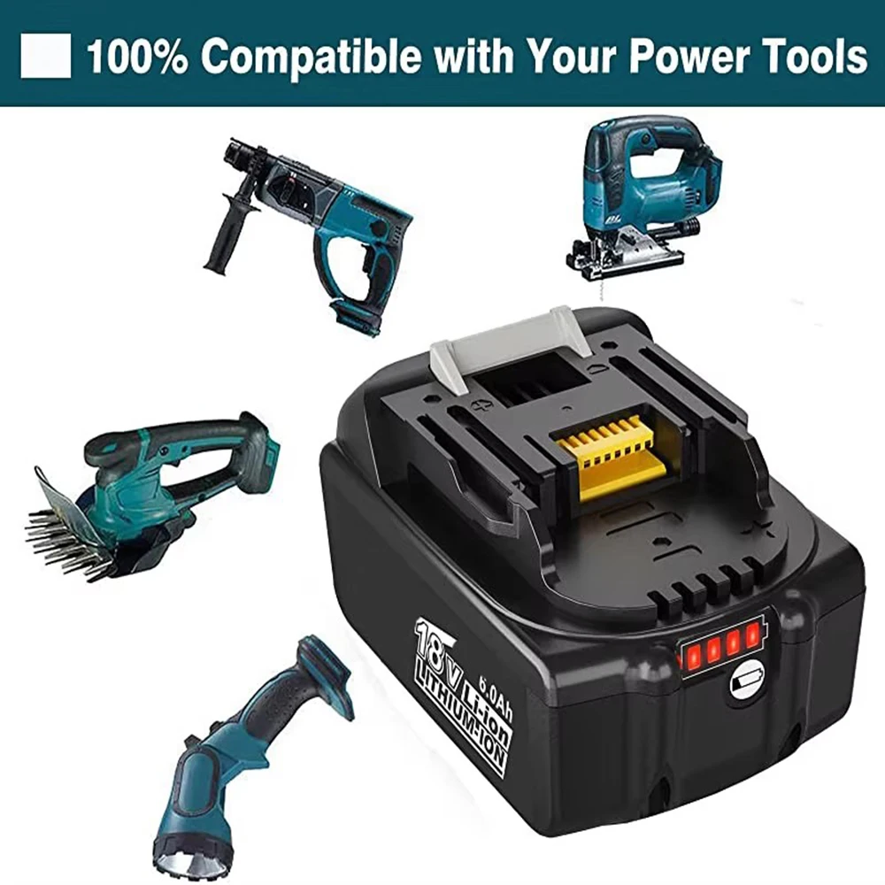 BL1860 For Makita 18V Lithium Battery BL1850 BL1830 Charger Power Tool Rechargeable LED BL1840 Battery Electric Garden Scissors