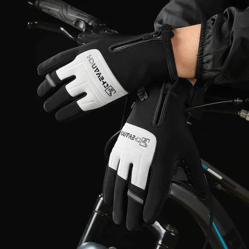 Men Thickened Cycling Gloves Autumn Winter Touchscreen Waterproof Electric Scooter Motorcycle Windproof Warm Sport Mittens