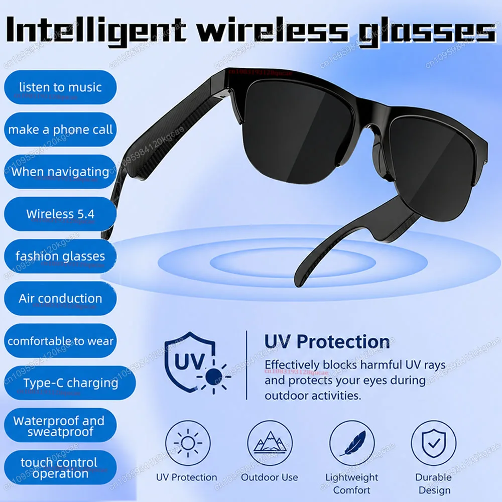 New Camera Control Smart Glasses Music Sunglasses Headphones Wireless Bluetooth Calls Headset HIFI Audio glasses For Android Q01
