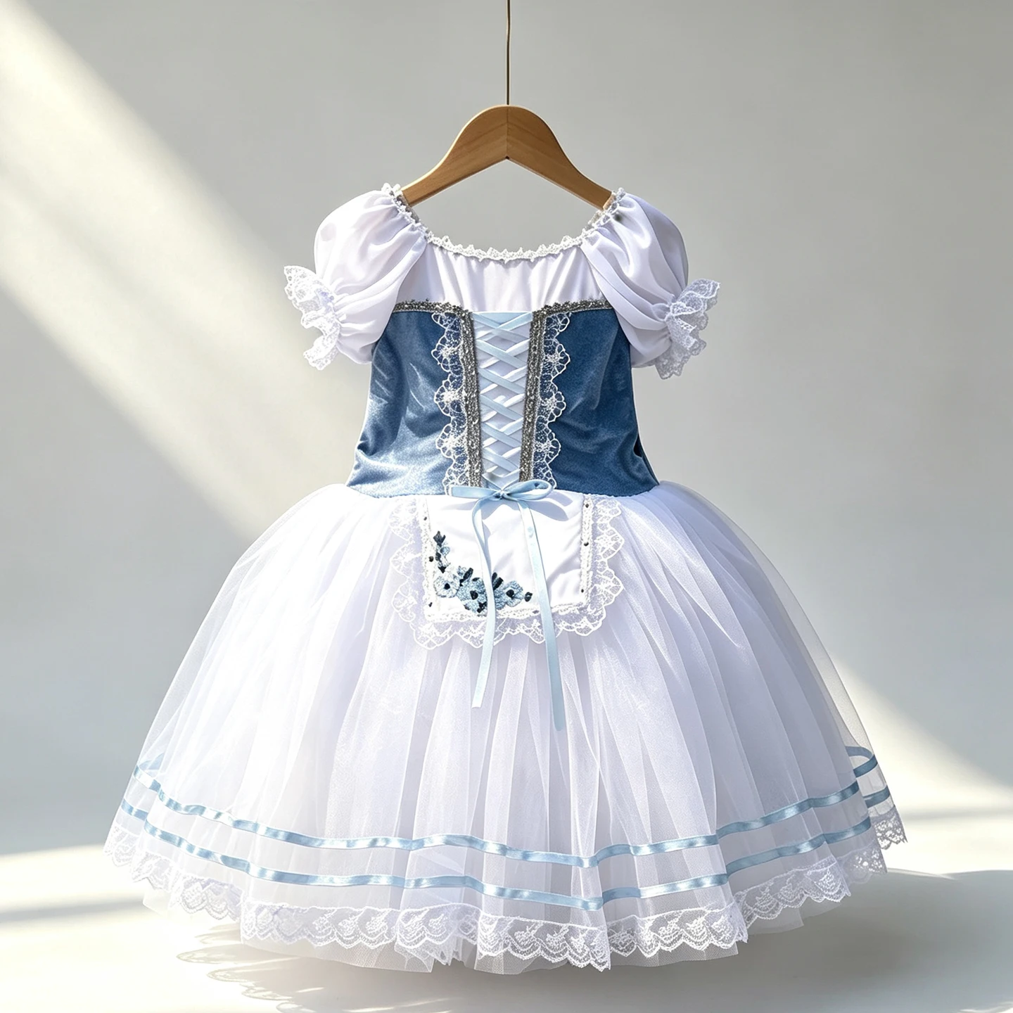 Professional Kids Girls Women Adults Ballet Dance Performance Wear Emerald Variations Long Blue Velvet Romantic Tutu Dress