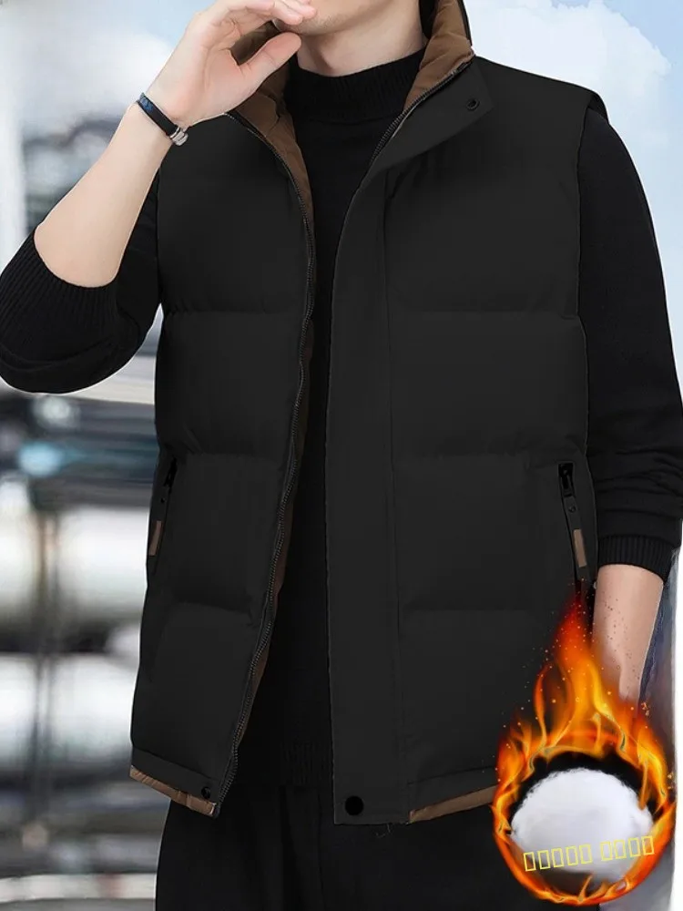 

Мужской утепленный жилет Paul 2025 из хлопка, однотонный, с подплечниками, молодежный, повседневный, на молнии