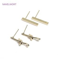 Trendy 14K Gold Plated Brass Knotted Stud Earrings For DIY Jewelry Making Findings High Quality Post Earring Fittings Wholesale
