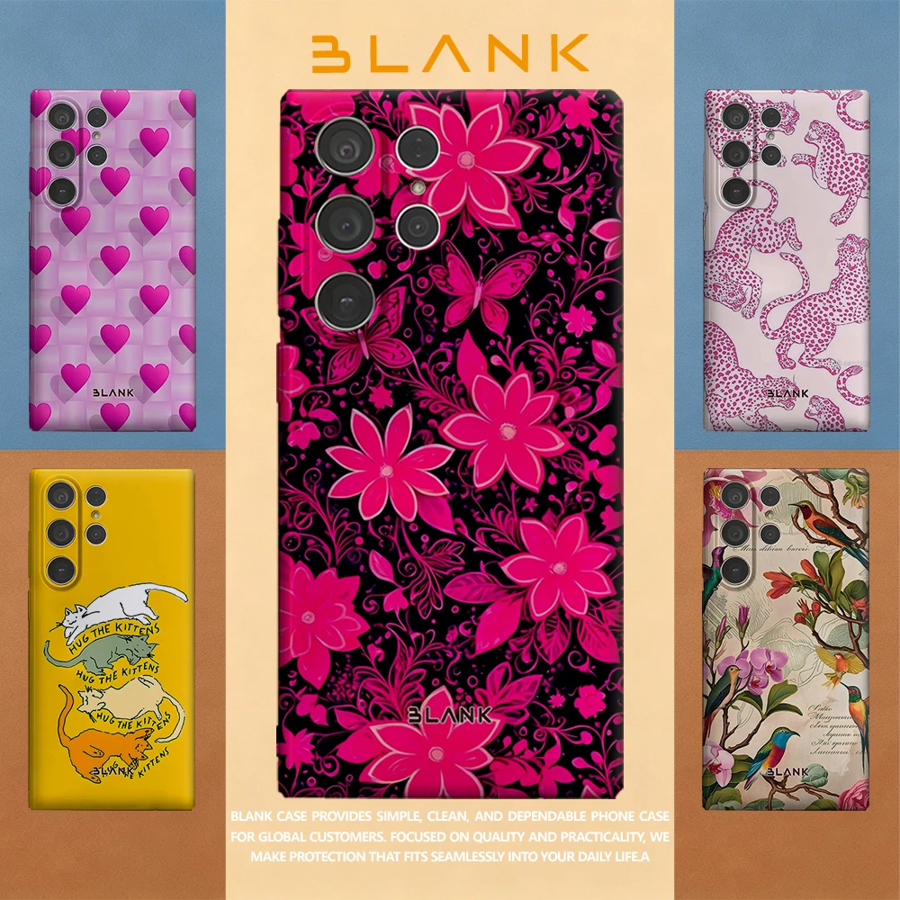 Hot Pink Floral For Samsung Galaxy S26 S25 S24 A56 A36 Phone Case Protection Cover for Women Girl Blank