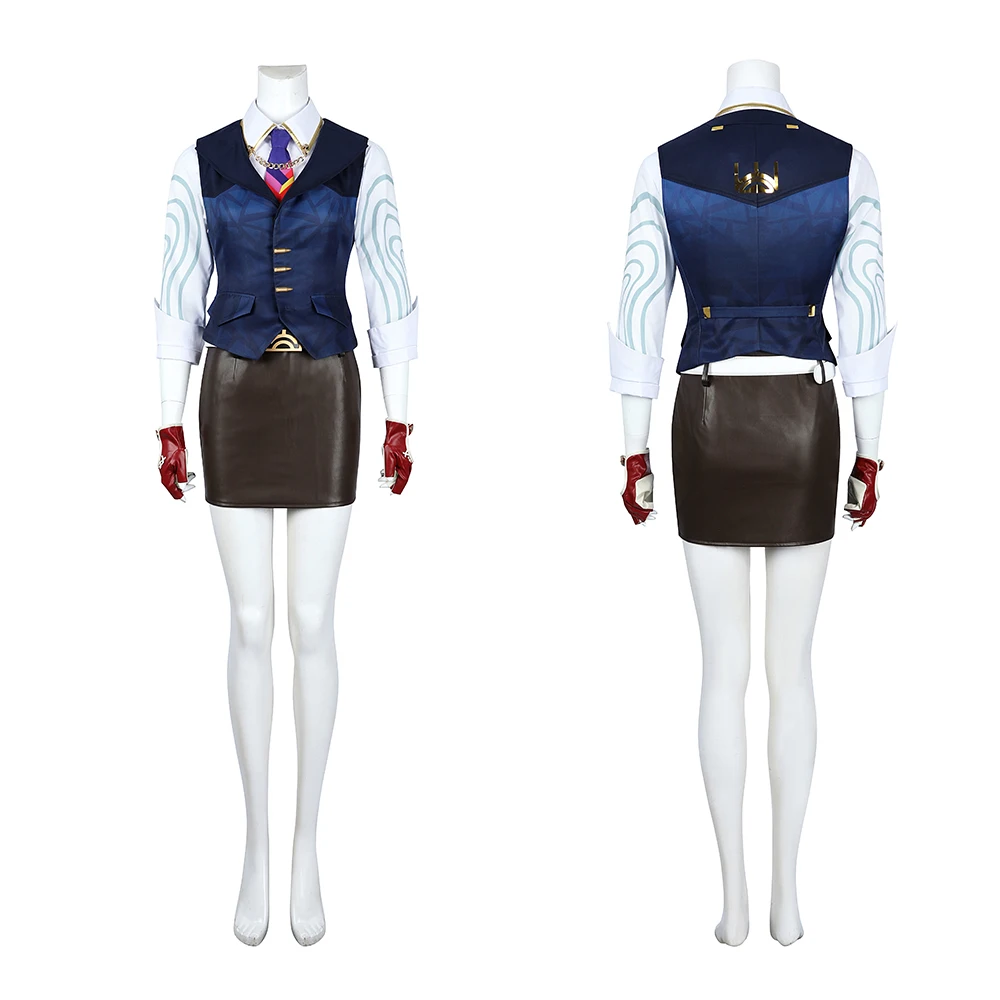 Game Valorant Cosplay Costume Female Chamber Roleplay Uniform Vest Shirt Skirt Outfit Fullset Woman Halloween Party Dress Suit