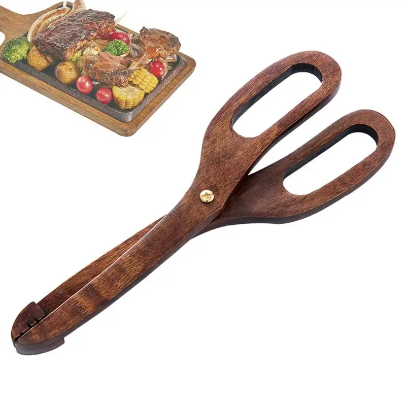 Wooden Toaster Tongs Wooden Clip Scissors Versatile Food Cooking Tongs Food Grade Serving Tongs Reusable Anti-Slip Grip Tong For
