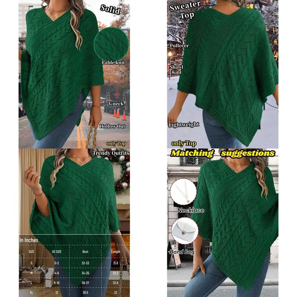 

Повседневный ажурный свитер-пончо для женщин, легкая шаль для осенней и зимней моды