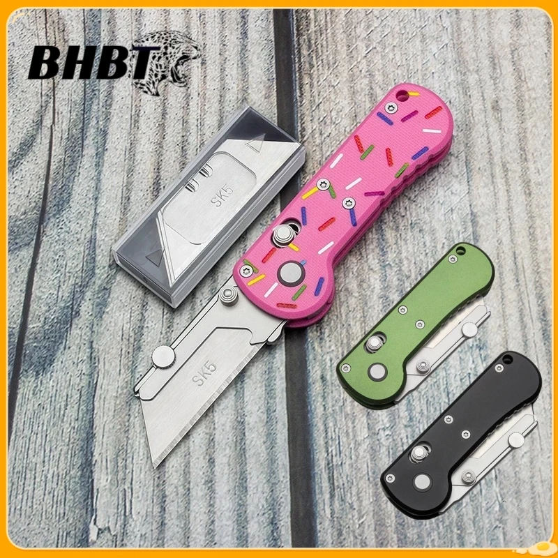 

BHBT G10 мини складной карманный универсальный нож канцелярские принадлежности из алюминиевого сплава портативный EDC резак для коробок со сменными лезвиями