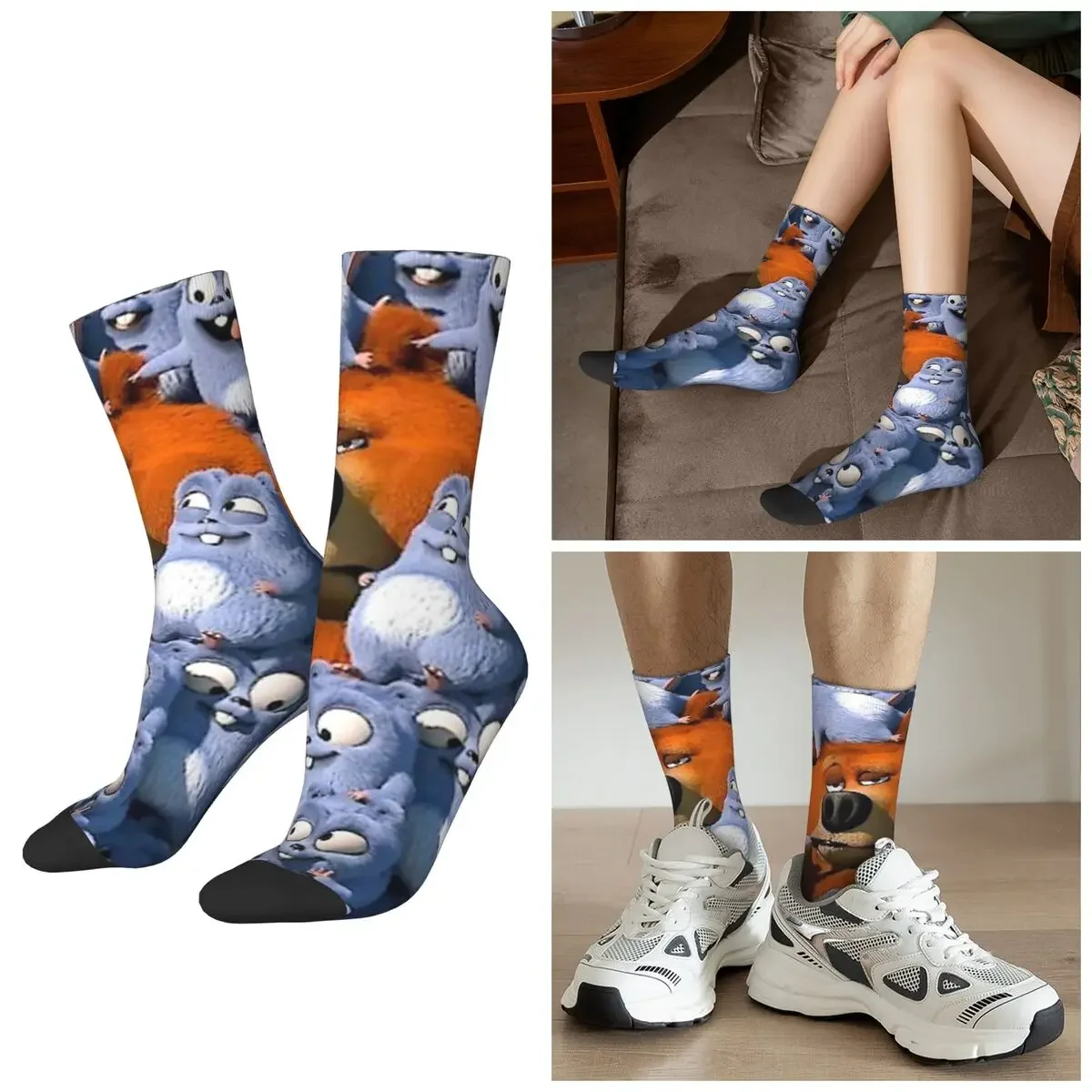 

All Seasons Grizzy And The Lemmings Socks Harajuku Crew Socks Casual Stockings for Men Women Valentine's Day Gifts