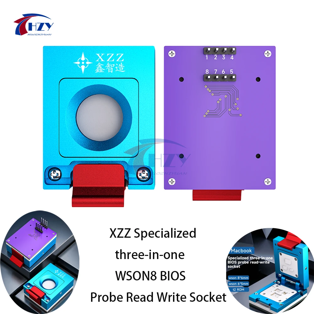 XZZ WSON8 Specialized three-in-one BIOS Probe Read Write Socket T2 ROM Programmer for Apple MacBook Charging Chip Repair Tools