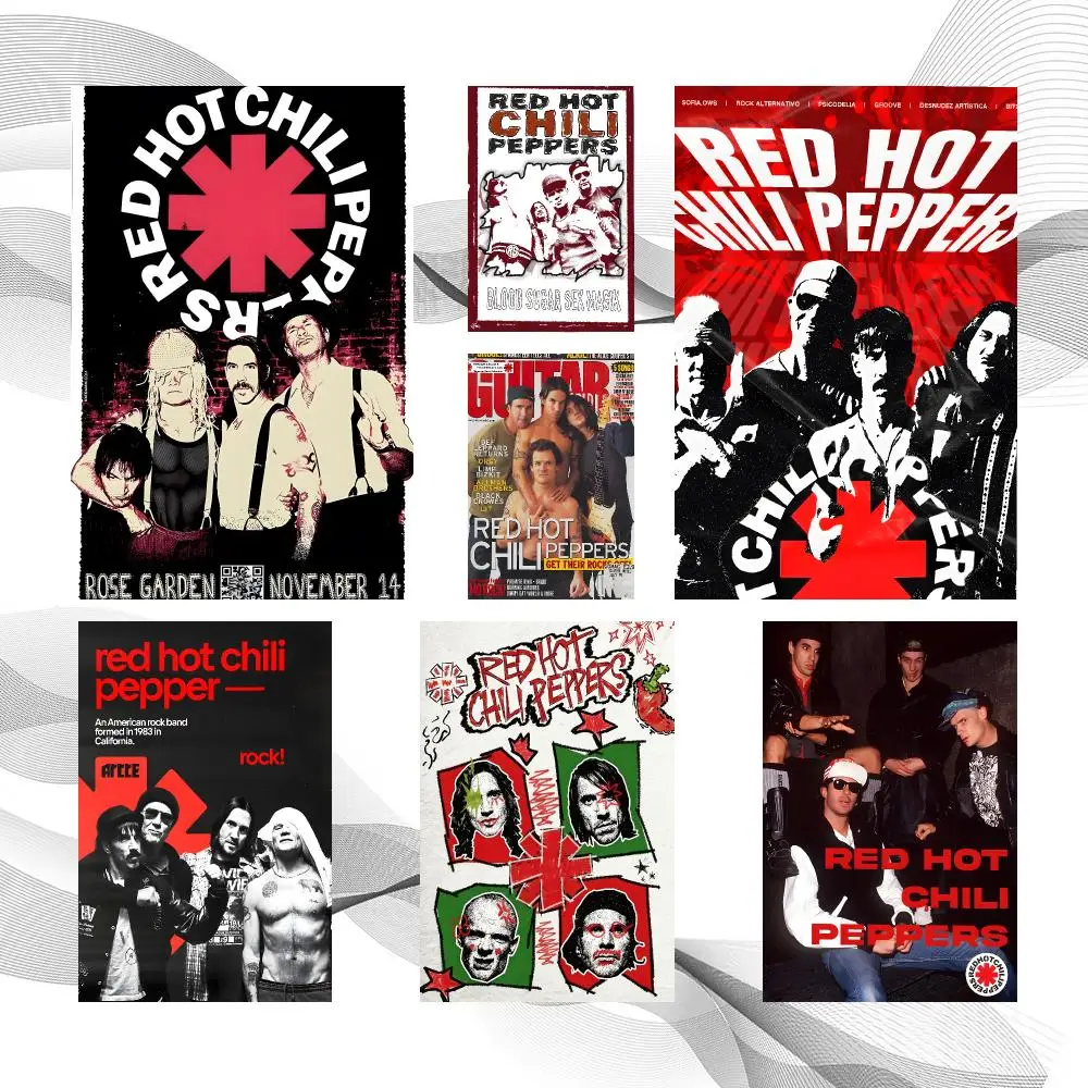 Music R-Red Hot Chili Peppers Poster Peel And Stick Wall Art Self Adhesive PP Waterproof Wall Decor Living Room Bedroom Gift