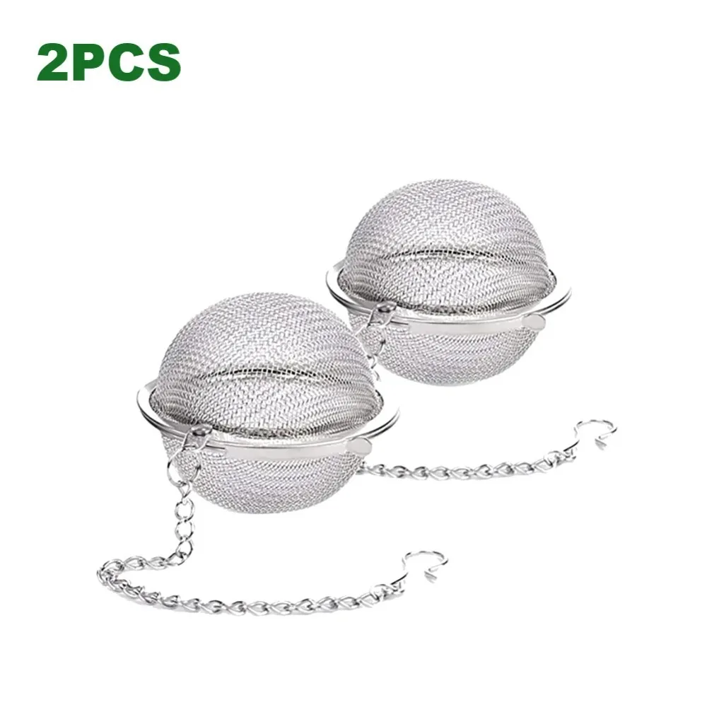 Stainless Steel Tea Ball Mesh Infuser Strainers 2pcs Tea Filter Interval Diffuser Tea Ball Loose Leaf Tea Strainer Kitchen Tools image 6