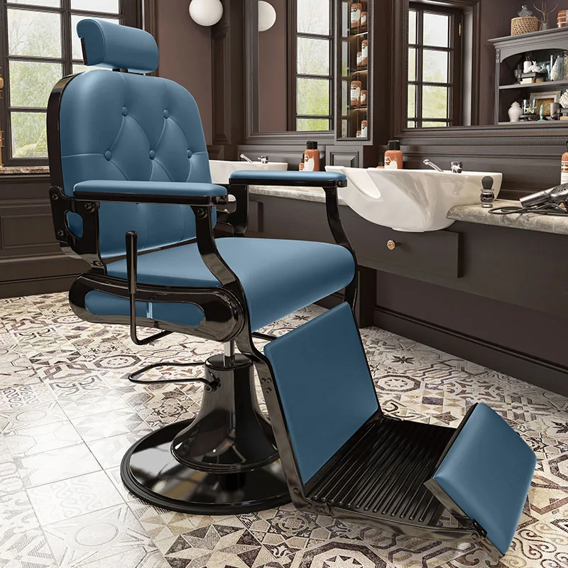 Oil Head Barber Chair Shop Black Hairdressing Retro Hair Chair Gallery Foldable Cadeira Ergonomica Salon Equipment Furniture