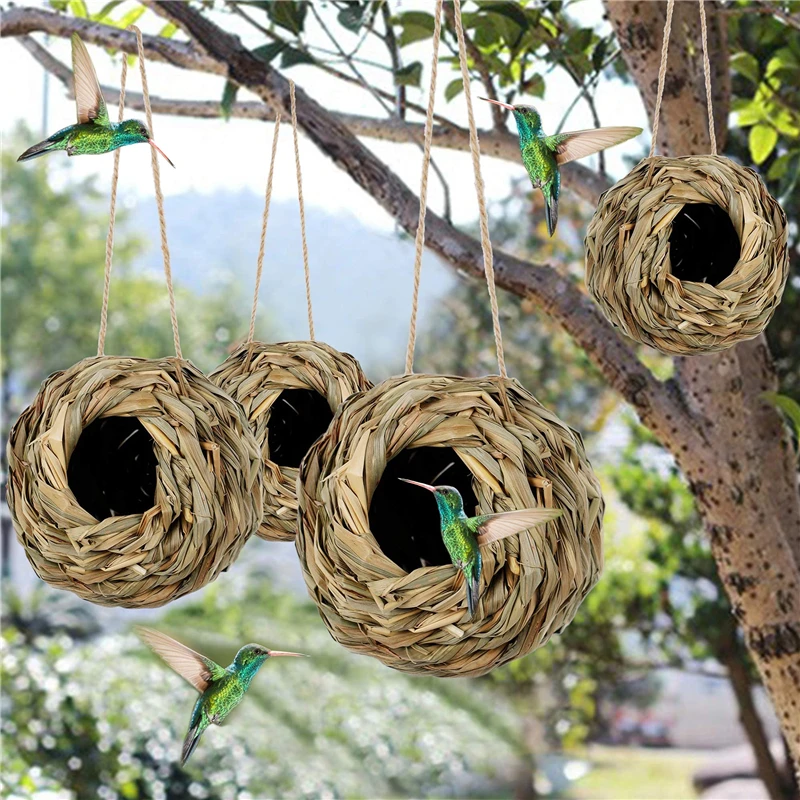 Birds Nest Bird Cage Natural Reed Grass Spherical Hummingbird Nest Outdoor Decorative Weaved Hanging Bird Nest Hous Proficient