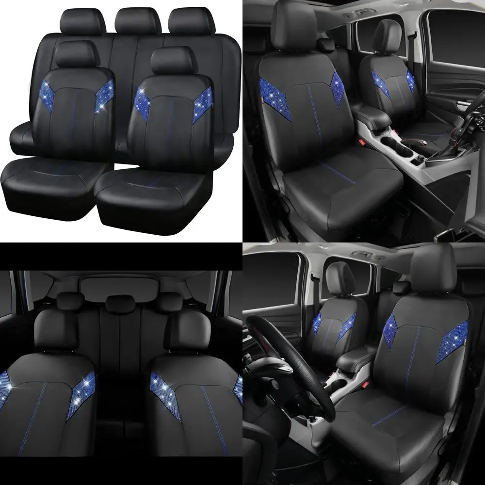 

Чехлы на автомобильные сиденья Outlet Bling Diamond, блестящие стразы и бриллианты, водонепроницаемая искусственная кожа, полный комплект, универсальный комплект, 95% автомобильный Gl