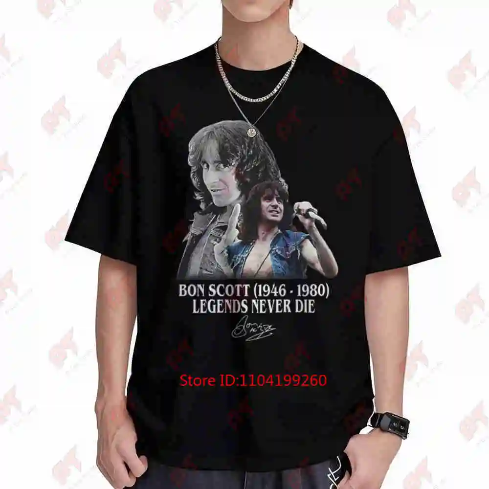 Bon Scott Tribute 1946 1980 Short Sleeve Tee 100% Cotton T-Shirt