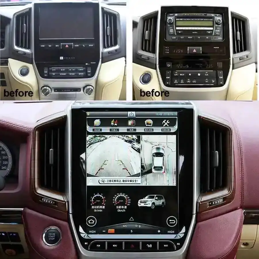 256 ギガバイトの Android carplay スクリーントヨタランドクルーザー VXR lc200 2017-2021 車の自動車 GPS 12.1 ''マルチメディアビデオプレーヤーステレオ