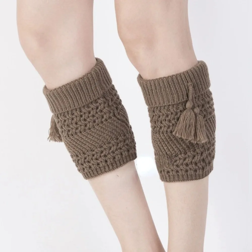 Tassels Bundle Leg Warmer Women's Warm Leg Gaurd Set Knitted Boot Cover Turn Over Flip Crochet Socks Boot Cuffs Foot Cuffs