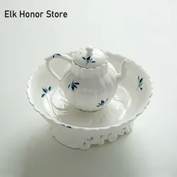 Pure Hand-painted Butterfly Orchid Ceramic Pot Bearing Holder Creative Dry Brew Table Tea Tray Fruit Palte Teaware Accessories